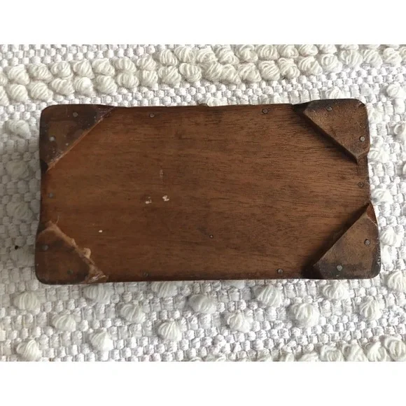 Antique Asian Scenes Hand Carved Ornamental Wood Box/Brass